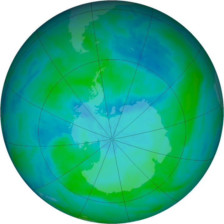 Antarctic ozone map for 10 February 2002
